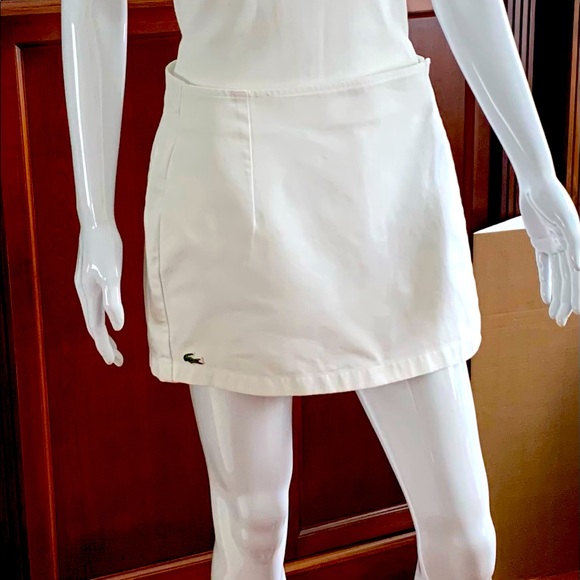 Lacoste 100% white cotton official tennis scort mini short skirt Eur 44 US Large - Picture 2 of 14